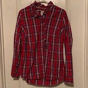 Gap ruffle plaid top